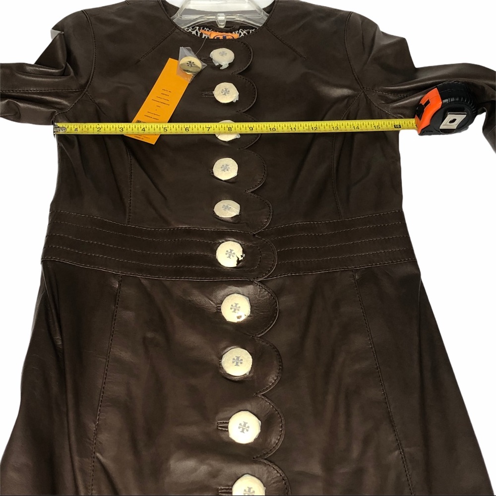 LAST DAY FINAL PRICE Tory Burch Cordelia Leather Jacket/Dress Brown 4 - Picture 8 of 14